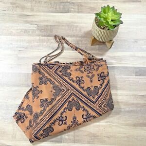 Arula women's top paisley spaghetti straps hanky front hem smocked half back X